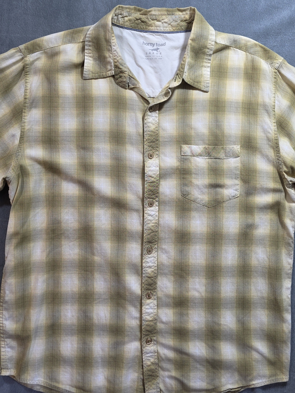 Horny Toad Toad&Co Plaid 100% Organic Cotton Short Sleeve Button Down Large - Picture 9 of 15